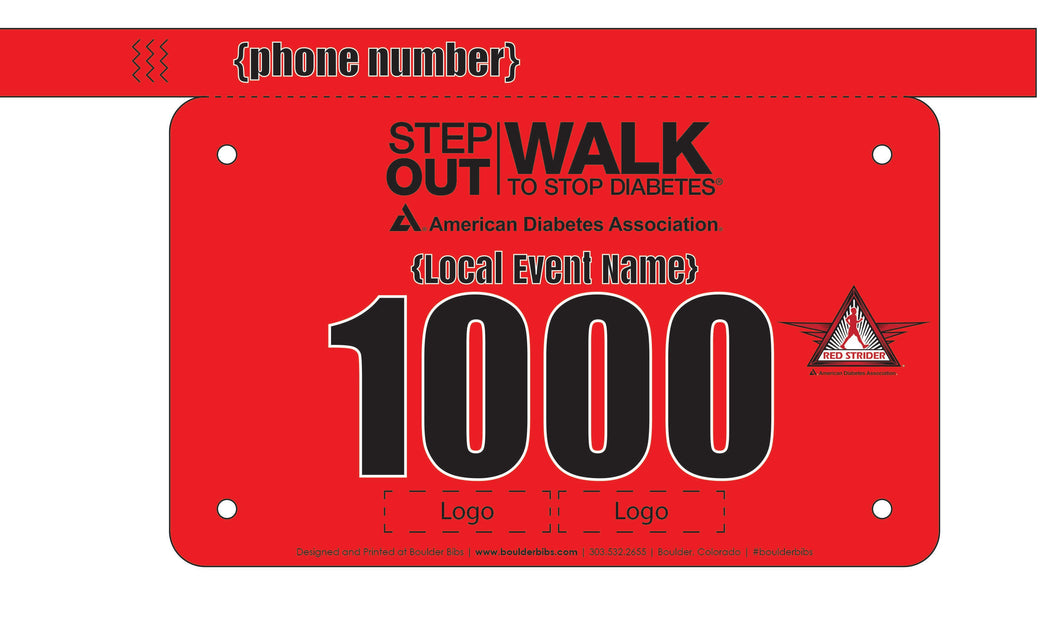 American Diabetes Association Step Out Red Custom Bib - Wristband(s)