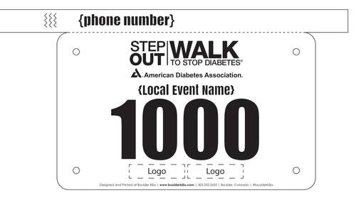 American Diabetes Association Step Out Custom White Bib - Wristband(s)