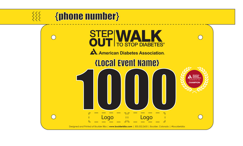 American Diabetes Association Step Out Gold Custom Bib - Wristband(s)